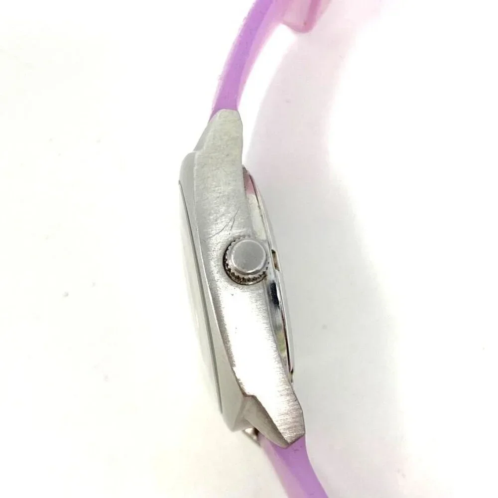 Roxy Girls Watch Silicone Band Purple Face Crystal Bezel Stainless Steel Case
